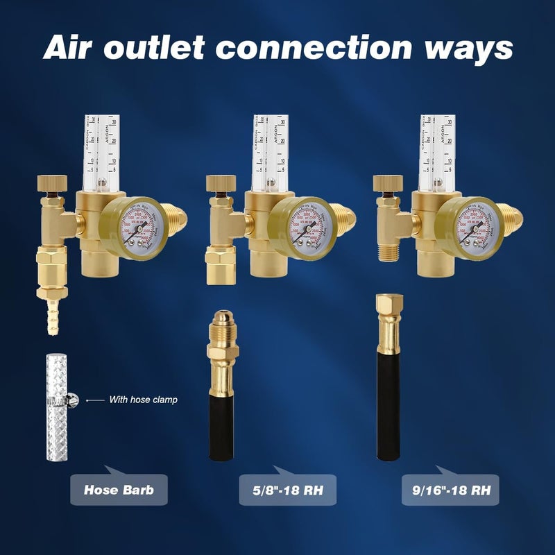 WeldingStop Argon/CO2 MIG TIG Gas Regulator Flow Meter Gauge Welding Weld with 6.5ft Gas Hose - Image 4
